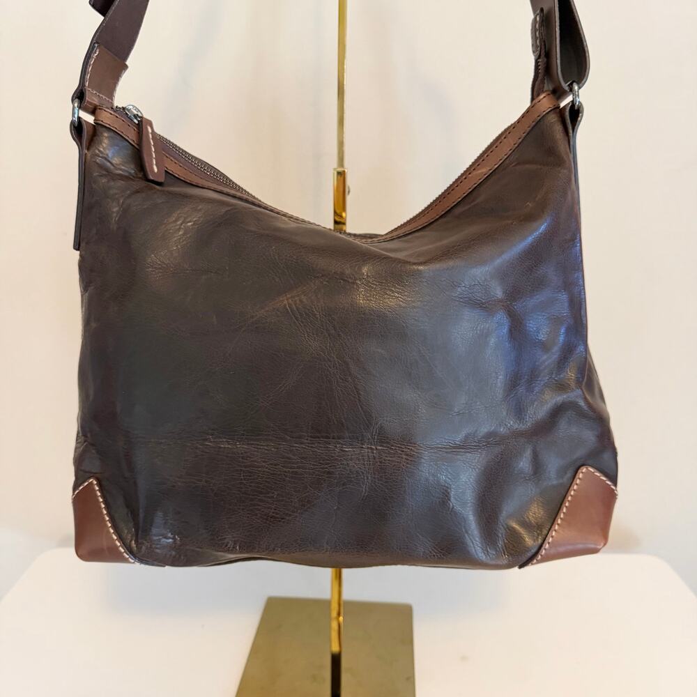Francesco Biasia Hobo Shoulder Bag Brown Split Leather Vintage Made in Italy - Picture 6 of 11